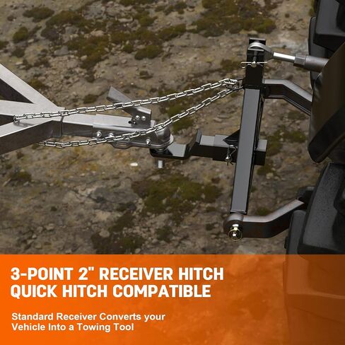 3 Point Trailer Hitch 2" Receiver Quick Hitch Compatible with Category 1 Tractors(Black), Heavy Duty Tractor Drawbar Hitch Adapter Compatible with BX, Kubota, John Deere, NorTrac, Kioti, Yanmar in Saudi Arabia
