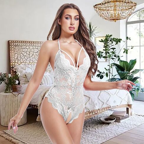 ملابس داخلية مثيرة للنساء من الدانتيل تيدي الأزهار قطعة واحدة بيبي دول الرقبة على شكل حرف V in Saudi Arabia