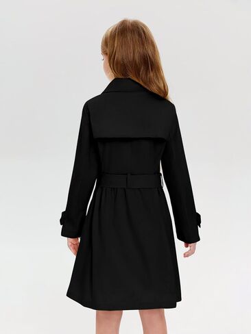 Haloumoning Girls Double Breasted Trench Coat Kids Lapel Belted Outerwear Jackets with Pockets 5-14 Years in Saudi Arabia