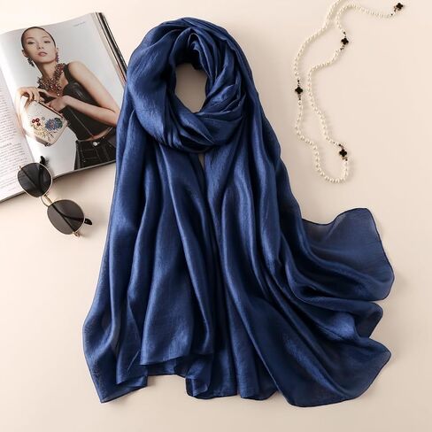 Wander Agio Womens Chiffon Shawl Party Wraps Evening Dress Bridesmaid Long Linen Scarves for Wedding Pearl Gloss Finish in Saudi Arabia
