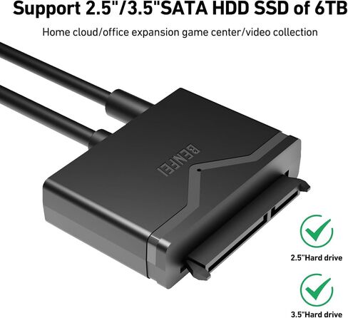 BENFEI SATA to USB Cable, 2in1 USB-C/USB 3.0 to SATA III Hard Driver Adapter Compatible for 2.5 inch HDD and SSD in Kuwait