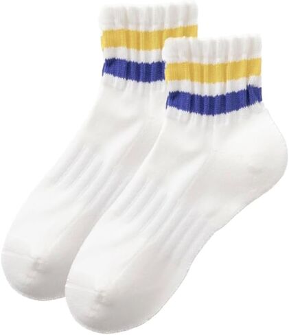 Women Striped Retro Novelty Crew Socks Sporty Thick Cotton Quarter Tube Socks in Saudi Arabia