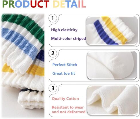 Women Striped Retro Novelty Crew Socks Sporty Thick Cotton Quarter Tube Socks in Saudi Arabia