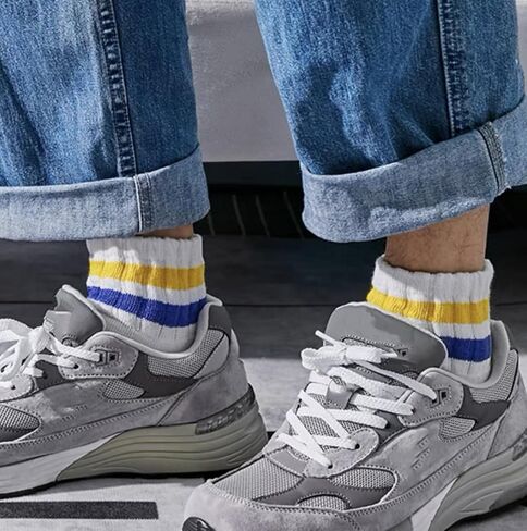Women Striped Retro Novelty Crew Socks Sporty Thick Cotton Quarter Tube Socks in Saudi Arabia