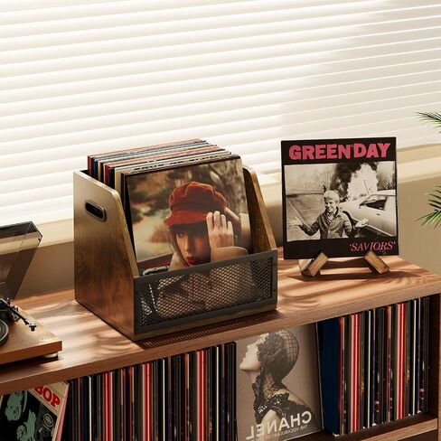Large Vinyl Record Storage, Classic Vinyl Record Holder, Wooden Crate Box, Album Storage for Vinyl Records, Wood Crates for Display, Decor, Crafts, LP Storage Case Holds up to 55-60 Records in Saudi Arabia