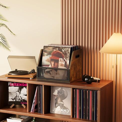 Large Vinyl Record Storage, Classic Vinyl Record Holder, Wooden Crate Box, Album Storage for Vinyl Records, Wood Crates for Display, Decor, Crafts, LP Storage Case Holds up to 55-60 Records in Saudi Arabia