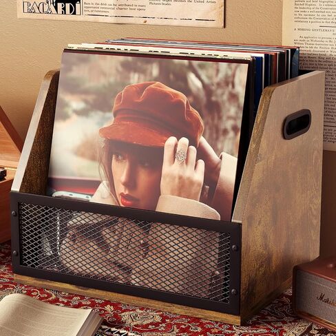 Large Vinyl Record Storage, Classic Vinyl Record Holder, Wooden Crate Box, Album Storage for Vinyl Records, Wood Crates for Display, Decor, Crafts, LP Storage Case Holds up to 55-60 Records in Saudi Arabia