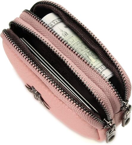 محفظة صغيرة للعملات المعدنية من Yocipa للنساء، حافظة بطاقات جلدية قابلة للتغيير، سحاب (أحمر قرميدي) in Kuwait