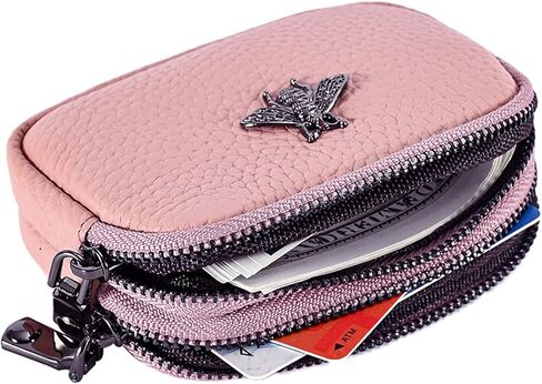 محفظة صغيرة للعملات المعدنية من Yocipa للنساء، حافظة بطاقات جلدية قابلة للتغيير، سحاب (أحمر قرميدي) in Kuwait