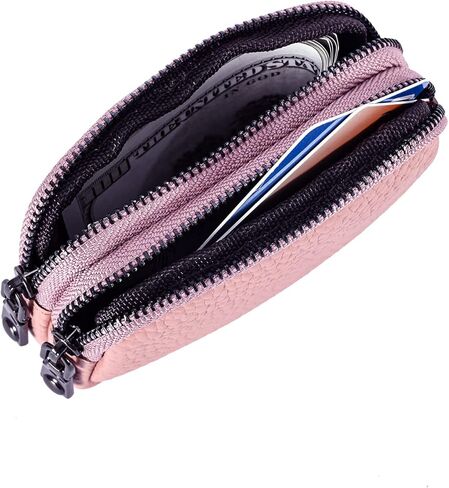 محفظة صغيرة للعملات المعدنية من Yocipa للنساء، حافظة بطاقات جلدية قابلة للتغيير، سحاب (أحمر قرميدي) in Kuwait