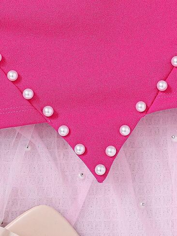 OYOANGLE Girl's Pearls Beaded Heart Cami Top Sleeveless Asymmetrical Hem Crop Tops in Saudi Arabia