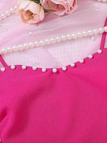 OYOANGLE Girl's Pearls Beaded Heart Cami Top Sleeveless Asymmetrical Hem Crop Tops in Saudi Arabia