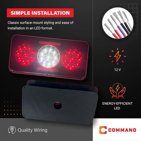 ضوء خلفي ثلاثي LED 12 فولت من شركة Command Electronics OEM - مثبت على السطح - عبوتان in Kuwait
