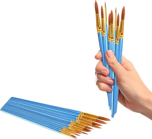 Amazaque Acrylic Paint Brushes - Set of 24 - Water Color Paint Brushes for Adults - Plastic Paint Brushes for Artists, Student, Painters - Paintbrushes Set - Round Paint Brushes for Painting in Saudi Arabia