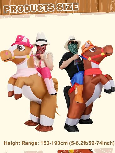 2 Pcs Inflatable Cowboy Costume Inflatable Horse Costume Horse Riding Blow up Costume for Women Men in Saudi Arabia