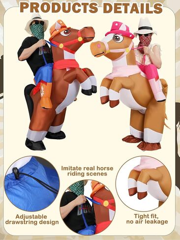 2 Pcs Inflatable Cowboy Costume Inflatable Horse Costume Horse Riding Blow up Costume for Women Men in Saudi Arabia