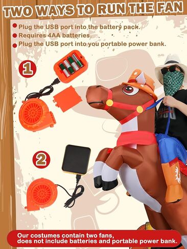 2 Pcs Inflatable Cowboy Costume Inflatable Horse Costume Horse Riding Blow up Costume for Women Men in Saudi Arabia