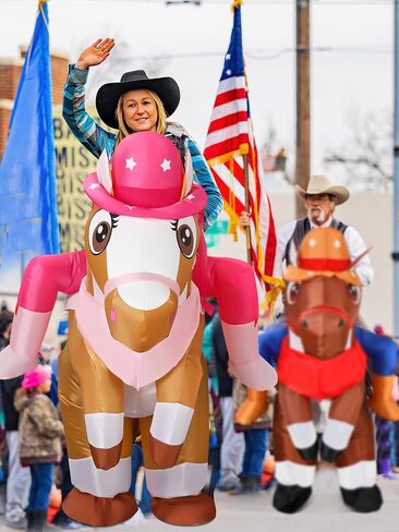 2 Pcs Inflatable Cowboy Costume Inflatable Horse Costume Horse Riding Blow up Costume for Women Men in Saudi Arabia