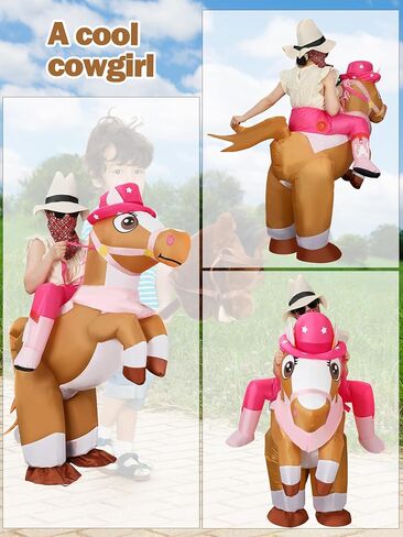 2 Pcs Inflatable Cowboy Costume Inflatable Horse Costume Horse Riding Blow up Costume for Women Men in Saudi Arabia
