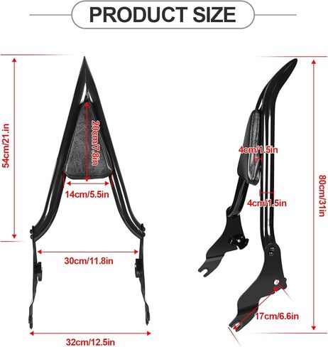 مسند ظهر للركاب الخلفي قابل للفصل بارتفاع 26 بوصة للدراجة النارية مع وسادة لدراجة Harley Touring Road King Street Glide Electra Glide CVO Road Glide 2009-2024 ملحقات in Kuwait