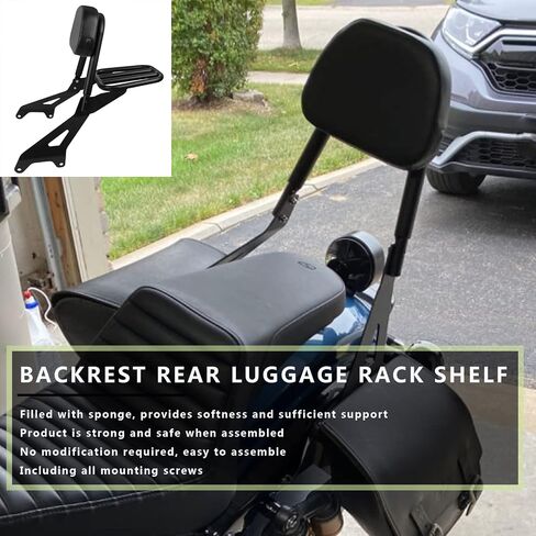 Worldmotop Backrest Sissy Bar استبدال رف الأمتعة الخلفي لـ Yamaha Bolt XV950 XVS950 2014-2020 XV 950 XVS950 Bolt R-Spec 2014-2022 مقعد الركاب مسند الظهر القابل للفصل (مع رف الأمتعة) in Kuwait