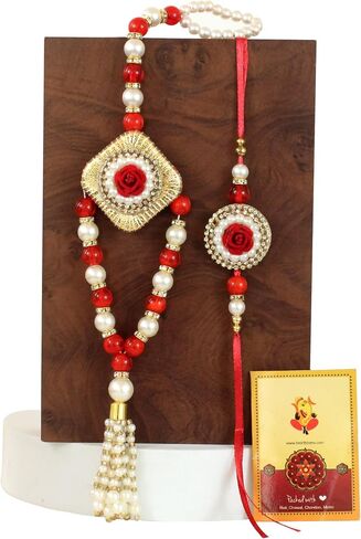 TIED RIBBONS Bhaiya Bhabhi Rakhi | Lumba Rakhi for Bhabhi | Mini Greeting Card | Roli Packet - Raksha bandhan Rakhi for Brother | Bhabhi Rakhi Set for Bhai Bhabhi in Saudi Arabia