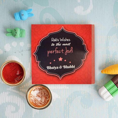 TIED RIBBONS Bhaiya Bhabhi Rakhi | Lumba Rakhi for Bhabhi | Mini Greeting Card | Roli Packet - Raksha bandhan Rakhi for Brother | Bhabhi Rakhi Set for Bhai Bhabhi in Saudi Arabia