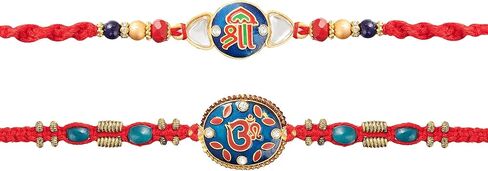 راخي للأخ - مجموعة من قطعتين مع بطاقة تهنئة، راخي غانيشا الهندي التقليدي لمصمم راكشا باندان راخي خيط لبهايا هولي ديزاين082024 in Kuwait