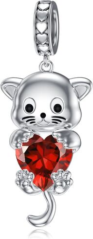 LONAGO Cat Charm with Birthstone Silver Cat Birthstone Bead Charm Gift for Women in Kuwait