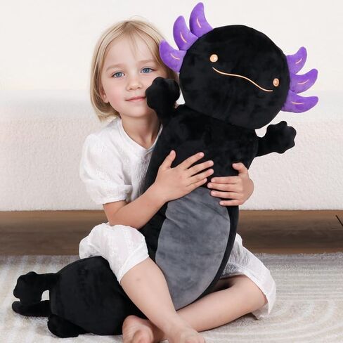 36" Giant Black Axolotl Stuffed Animal, Cute Soft Long Axolotl Plush Body Squishy Pillow Big Plushies Toy, Gift for Kids, Boys, Halloween, Christmas, Thanksgiving, Birthdays in Saudi Arabia