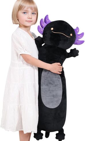 36" Giant Black Axolotl Stuffed Animal, Cute Soft Long Axolotl Plush Body Squishy Pillow Big Plushies Toy, Gift for Kids, Boys, Halloween, Christmas, Thanksgiving, Birthdays in Saudi Arabia