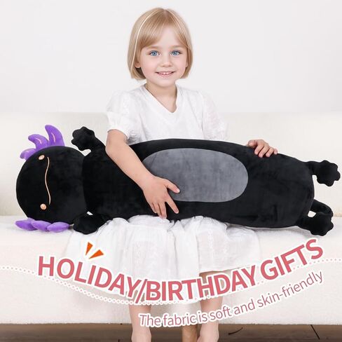 36" Giant Black Axolotl Stuffed Animal, Cute Soft Long Axolotl Plush Body Squishy Pillow Big Plushies Toy, Gift for Kids, Boys, Halloween, Christmas, Thanksgiving, Birthdays in Saudi Arabia