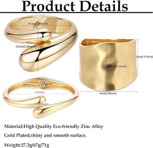 الذهب والفضة مكتنزة الكفة الإسورة أساور للنساء واسعة العصرية الذهب الإسورة غير النظامية المعصم قابل للتعديل المفتوحة الكفة التفاف سوار in Kuwait