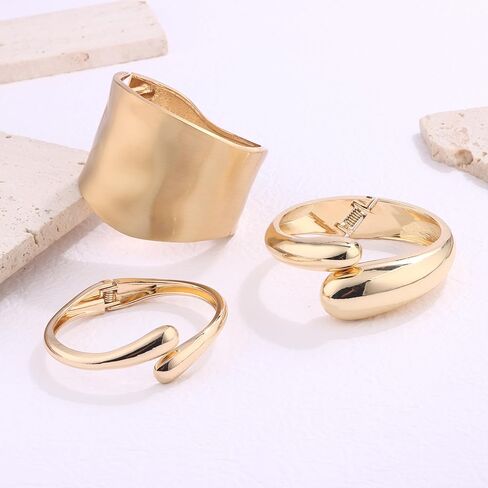 الذهب والفضة مكتنزة الكفة الإسورة أساور للنساء واسعة العصرية الذهب الإسورة غير النظامية المعصم قابل للتعديل المفتوحة الكفة التفاف سوار in Kuwait