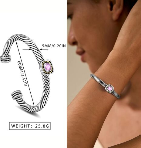 Twisted Cable Bracelet for Women Fashion Cubic Zirconia Crystal Cable Cuff Bracelet Dupes Open Adjustable Bangle Jewelry Gifts for Her in Saudi Arabia