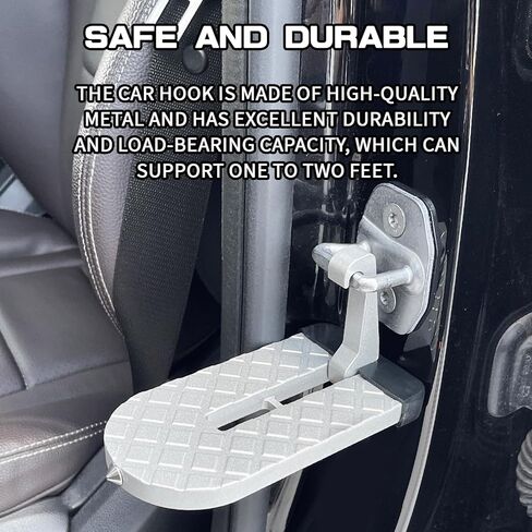 خطاف خطوة السيارة للسقف، خطوة باب السيارة للوصول إلى سقف السيارة، خطوة باب السيارة 2 في 1 قابلة للطي ومطرقة إنقاذ الحياة لكسر الزجاج، خطوة رف سقف السيارة لمعظم السيارات وسيارات الدفع الرباعي والشاحنات (فضي) in Kuwait