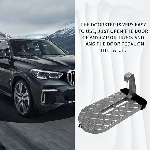 خطاف خطوة السيارة للسقف، خطوة باب السيارة للوصول إلى سقف السيارة، خطوة باب السيارة 2 في 1 قابلة للطي ومطرقة إنقاذ الحياة لكسر الزجاج، خطوة رف سقف السيارة لمعظم السيارات وسيارات الدفع الرباعي والشاحنات (فضي) in Kuwait