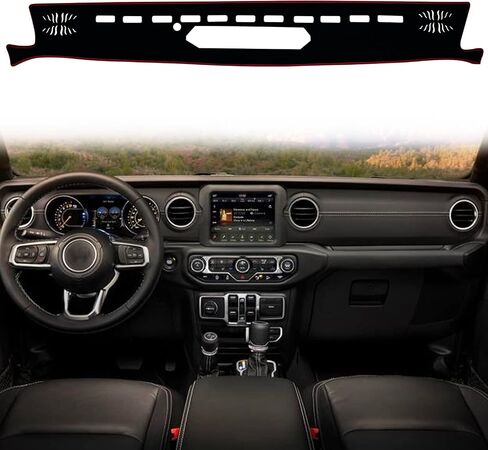 غطاء حصيرة لوحة القيادة وحدة التحكم المركزية الداخلية المخصصة متوافقة مع Jeep Wrangler SUV 2018 2019 2020 2021 2022 Jeep Gladiator Truck 2020 2021 2022 ملحقات أغطية لوحة القيادة (زخرفة سوداء) in Saudi Arabia