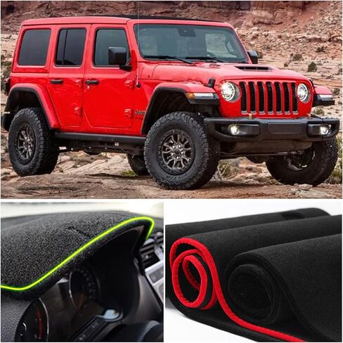 غطاء حصيرة لوحة القيادة وحدة التحكم المركزية الداخلية المخصصة متوافقة مع Jeep Wrangler SUV 2018 2019 2020 2021 2022 Jeep Gladiator Truck 2020 2021 2022 ملحقات أغطية لوحة القيادة (زخرفة سوداء) in Saudi Arabia