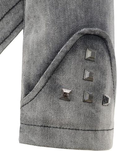 Women's Classic Denim Jacket Personality Studded Punk Motorcycle Dovetail Jacket in Saudi Arabia