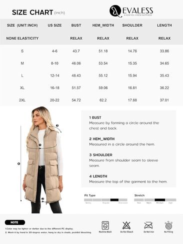 EVALESS Long Puffer Vest Women 2024 Zipper Sleeveless Quilted Vests with Pockets in Saudi Arabia