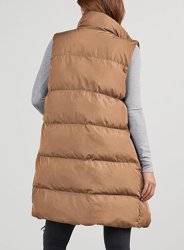 EVALESS Long Puffer Vest Women 2024 Zipper Sleeveless Quilted Vests with Pockets in Saudi Arabia