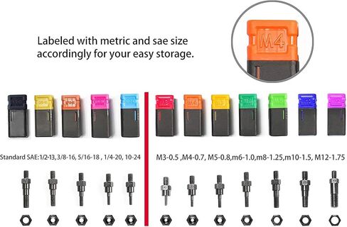 أداة صامولة برشام مقاس 16 بوصة، مجموعة أدوات ضبط صواميل برشام احترافية تتضمن 12 مغزلًا متريًا وSAE، و115 قطعة من صواميل البرشام المتنوعة، وتصميم سهل، وحقيبة حمل من الألومنيوم in Kuwait