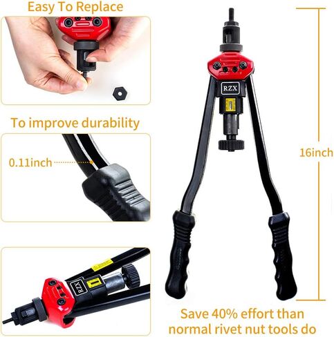 أداة صامولة برشام مقاس 16 بوصة، مجموعة أدوات ضبط صواميل برشام احترافية تتضمن 12 مغزلًا متريًا وSAE، و115 قطعة من صواميل البرشام المتنوعة، وتصميم سهل، وحقيبة حمل من الألومنيوم in Kuwait