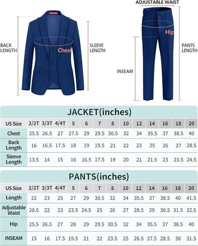Plavict Boys' Suits Slim Fit 5 Pcs, Adjustable Waist, Boys Formal Suit Kids Blue Suit set size 3 in Saudi Arabia