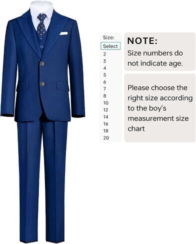 Plavict Boys' Suits Slim Fit 5 Pcs, Adjustable Waist, Boys Formal Suit Kids Blue Suit set size 3 in Saudi Arabia
