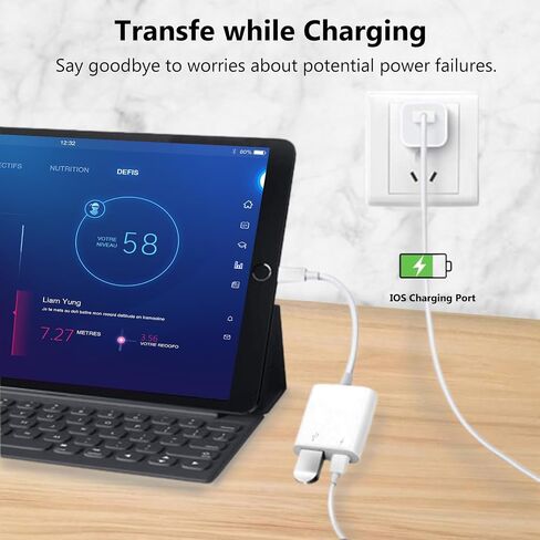 【معتمد من Apple MFi】 محول كاميرا Lightning إلى USB لأجهزة iPhone/iPad، محول كابل USB 3.0 OTG أنثى يدعم توصيل الكاميرا، محرك فلاش USB، قارئ البطاقات، لوحة مفاتيح MIDI، ماوس in Kuwait