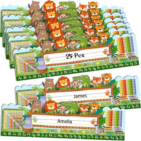 25 Pcs Classroom Name Plate Animal Desk Nameplate Traditional Manuscript Name Plates Farm Animals Nameplate for Student Teaching Supplies Cubbies Desks Locker Labels School Decor in Saudi Arabia