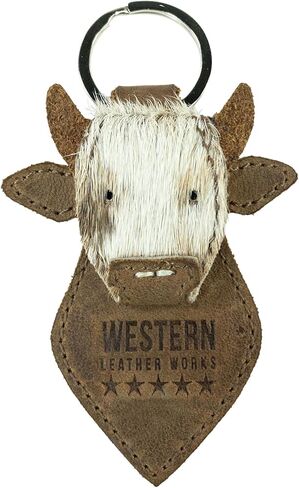 Cow Head Keychain, Cowboy Style Keyring, Key Organizer, Full Grain Leather, Handmade, Furry in Kuwait