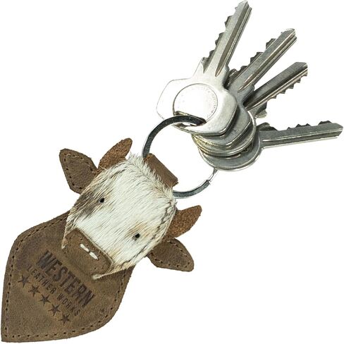 Cow Head Keychain, Cowboy Style Keyring, Key Organizer, Full Grain Leather, Handmade, Furry in Kuwait